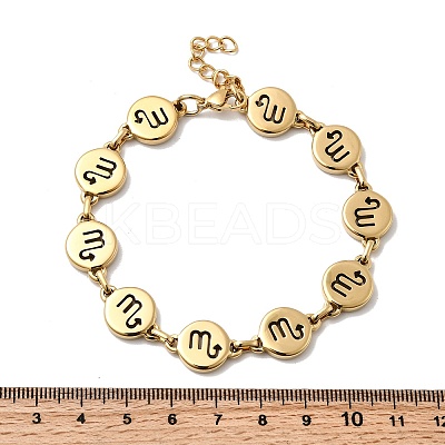 12 Constellations 304 Stainless Steel Link Chain Bracelets BJEW-I239-01G-03-1