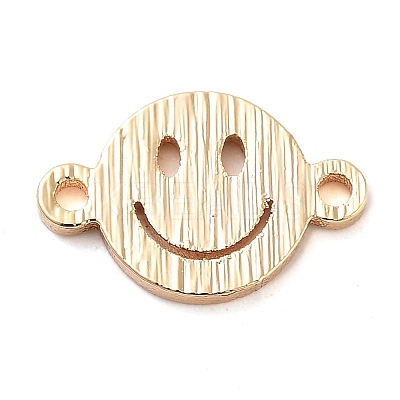 Brass Laser Cut Smiling Face Connector Charms KK-U028-05G-1