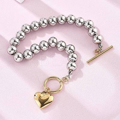 304 Stainless Steel Beaded Stretch Bracelets for Women LS-BJEW-C089-06GP-1