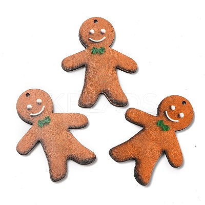 Single Face Christmas Printed Wood Big Pendants WOOD-D025-22-1