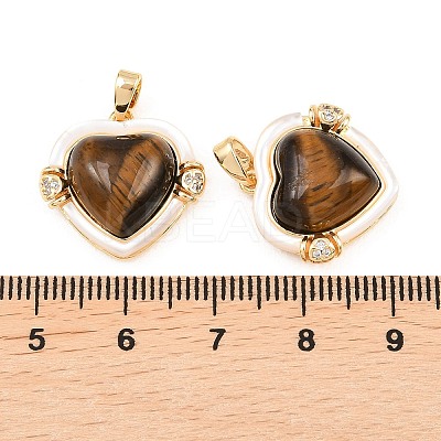 Natural Tiger Eye and Freshwater Shell Pendants KK-H538-24A-G-1
