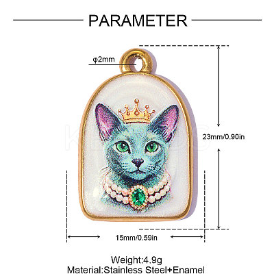 Printed 304 Stainless Steel with Enamel Pendants SA-OY002-64G-1