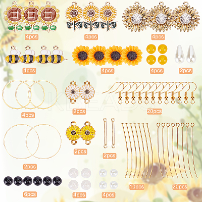 DIY Sunflower and Bee Earring Making Kit DIY-SC0020-20-1