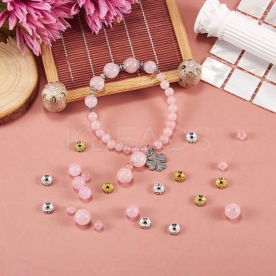 175Pcs Natural Rose Quartz Round Beads for DIY Jewelry Making DIY-SZ0005-98-1