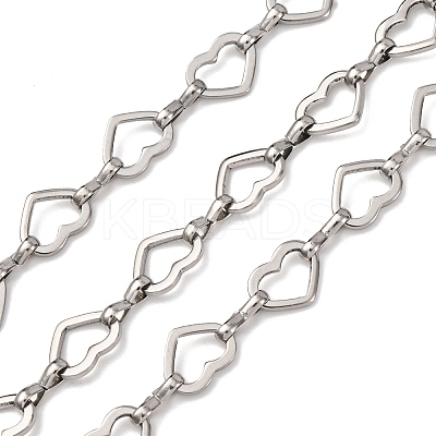 304 Stainless Steel Heart Link Chains CHS-S012-18P-1