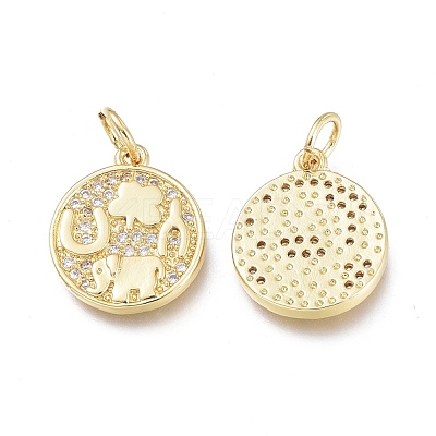 Brass Micro Pave Clear Cubic Zirconia Charms ZIRC-L076-050G-1