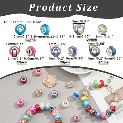 100Pcs 5 Styles Resin & Acrylic European Beads RPDL-NB0001-24-1