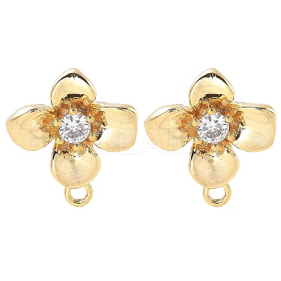 Brass Clear Cubic Zirconia Stud Earring Findings KK-A238-01E-G-1