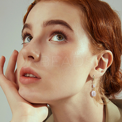 2 Pairs 2 Colors Natural Cultured Freshwater Pearl Hoop Earrings EJEW-HS00005-1