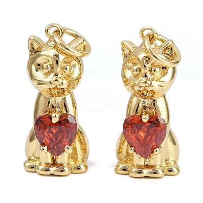Brass Micro Pave Cubic Zirconia Pendants KK-B150-08G-1