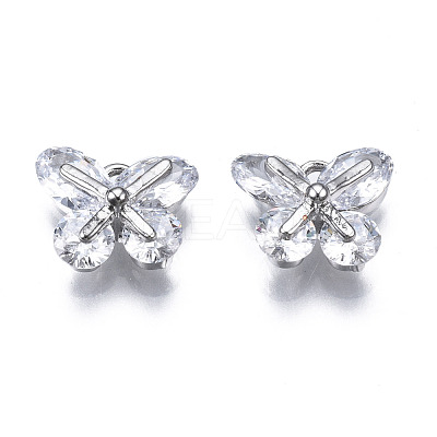 Brass Inlaid Clear Cubic Zirconia Charms ZIRC-S069-019P-1