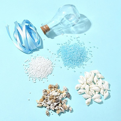 Ocean Beach Theme Glass & Shell Beads Wish Bottle DIY Making Kits DIY-FS0007-57-1