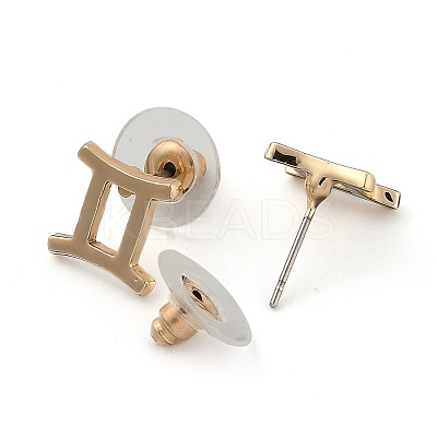 12 Constellation/Zodiac Sign Alloy Stud Earrings EJEW-B025-01G-I-1