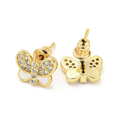 Butterfly Real 18K Gold Plated Brass Stud Earrings EJEW-L269-094G-02-1