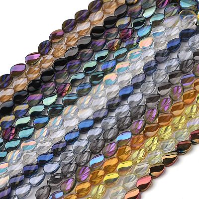 Transparent Electroplate Glass Bead Strands EGLA-C001-M-1