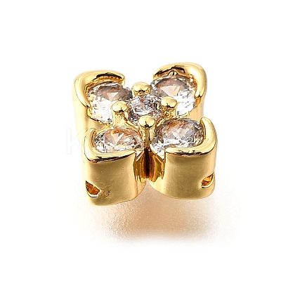 Brass Micro Pave Cubic Zirconia Beads KK-D356-03C-G-1