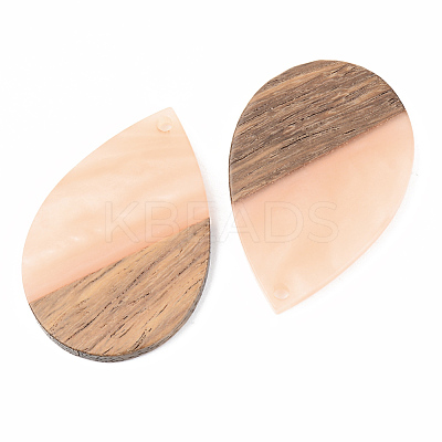 Opaque Resin & Walnut Wood Pendants X-RESI-S389-037A-C02-1