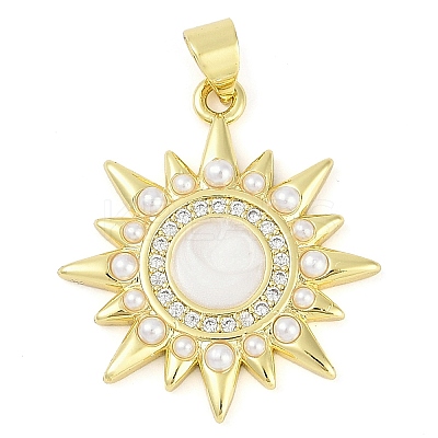 Rack Plating Brass Micro Pave Clear Cubic Zirconia Pendants KK-P287-46B-G-1