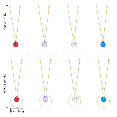 8Pcs Glass Teardrop Pendant Decorations HJEW-PH01772-1