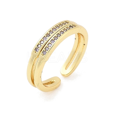 Brass Micro Pave Cubic Zirconia Open Cuff Rings for Women RJEW-R011-01G-02-1