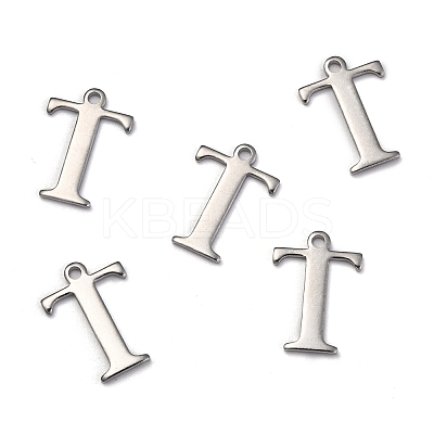 Tarnish Resistant 304 Stainless Steel Alphabet Charms STAS-H122-T-P-1
