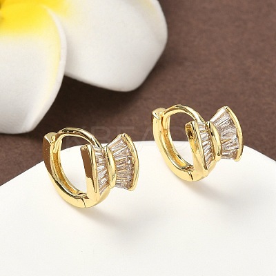 Brass Micro Pave Clear Cubic Zirconia Hoop Earrings EJEW-D323-02G-1