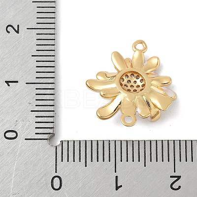 Flower Brass Micro Pave Clear Cubic Zirconia Connector Charms LS-KK-M326-06-G02-1
