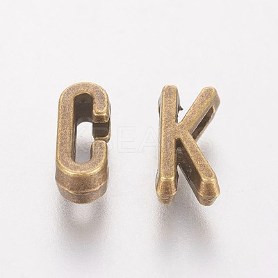 Tibetan Style Antique Bronze Plated Alloy Letter Slide Charms PALLOY-WH0065-43AB-NF-1