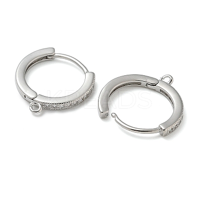 Rack Plating Brass Micro Pave Cubic Zirconia Hoop Earrings Findings KK-K392-33P-1