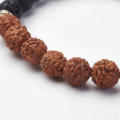 Natural Lava Rock Stretch Bracelets BJEW-K142-E-1