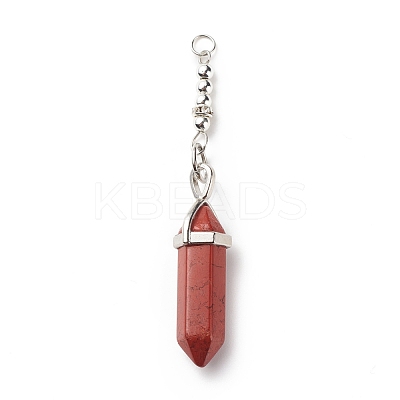 Natural Mixed Stone Double Terminal Pointed Pendants PALLOY-JF01776-1