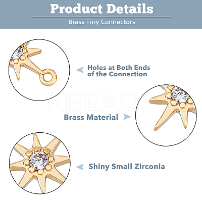 20Pcs 2 Colors Brass Clesr Cubic Zirconia Connector Charms FIND-HY0001-20-1