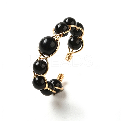 Adjustable Natural Obsidian with Brass Rings G-B075-01G-03-1