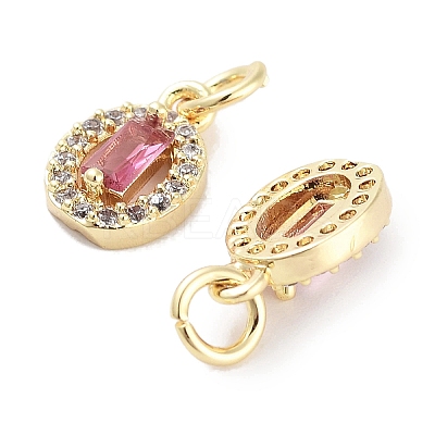 Brass Micro Pave Cubic Zirconia Charms KK-C051-04G-01-1