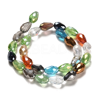 Faceted Teardrop Glass Beads Strands X-GS053-AB-1