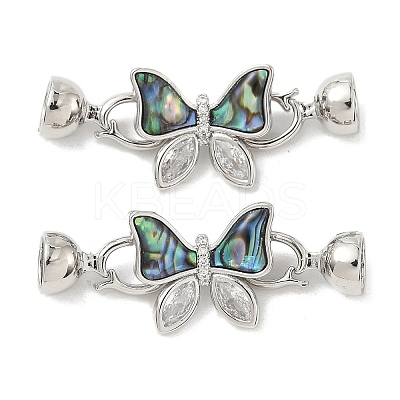 Butterfly Brass Micro Pave Clear Cubic Zirconia Fold Over Clasps KK-U059-28P-1