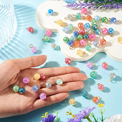 66Pcs 11 Colors Electroplate Imitation Jade Glass Charms PALLOY-TAC0312-1