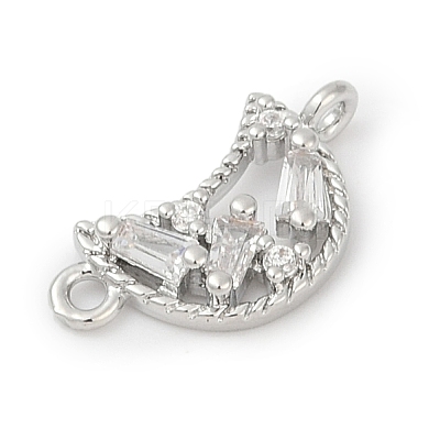 Brass Clear Cubic Zirconia Connector Charms KK-Z094-03P-01-1