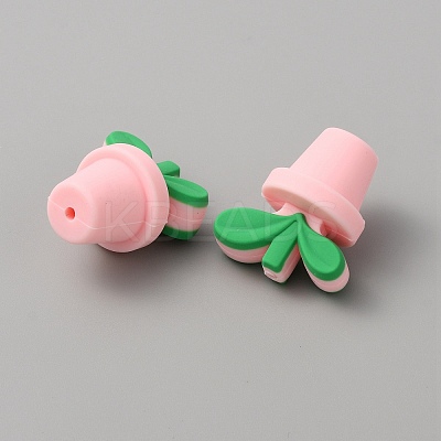 Leaf Pot Food Grade Eco-Friendly Silicone Beads LS-SIL-WH0014-18J-1