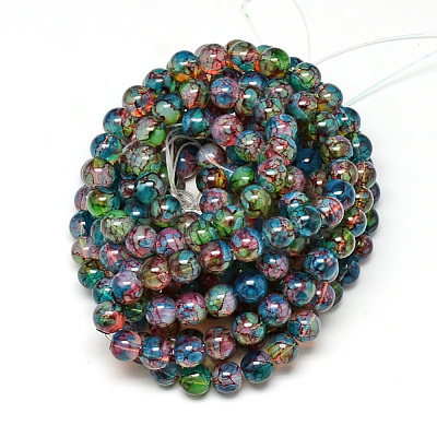 Baking Paint Glass Beads Strands DGLA-Q023-8mm-DB70-1