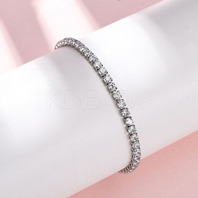 304 Stainless Steel with Cubic Zirconia Link Chain Bracelets for Women BJEW-G754-01B-P03-1