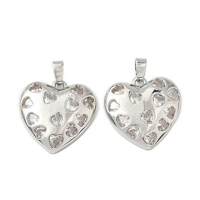 Brass Micro Pave Clear Cubic Zirconia Pendants KK-H076-16P-1
