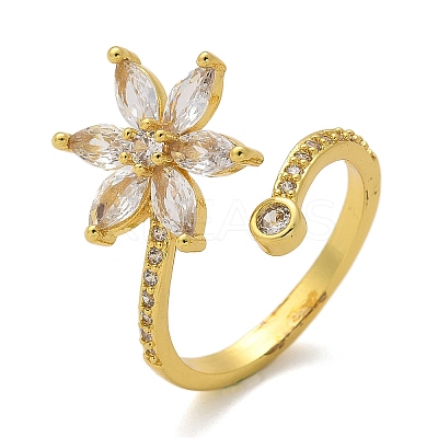 Brass Micro Pave Clear Cubic Zirconia Finger Rings RJEW-C120-29B-G-1