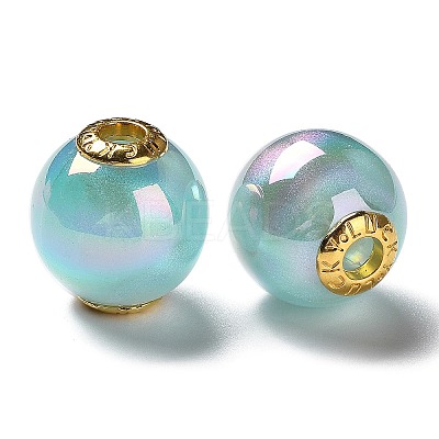Rainbow Iridescent Plating Acrylic European Beads X-OACR-P019-03A-M-1