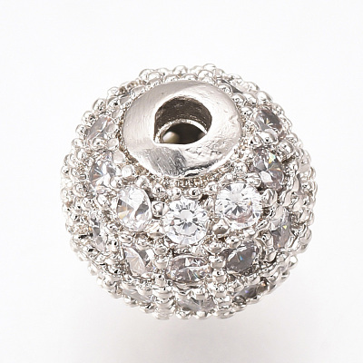 Brass Micro Pave Cubic Zirconia Beads ZIRC-Q013-12mm-142P-1