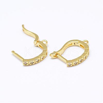 Brass Micro Pave AAA Cubic Zirconia Ear Harp Hoop Earring Findings KK-F699-01-NR-1