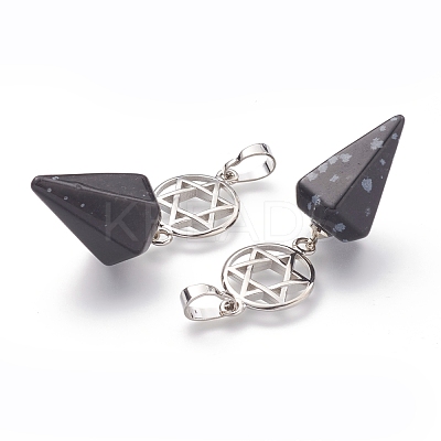 Natural Snowflake Obsidian Pendants G-O194-04-1