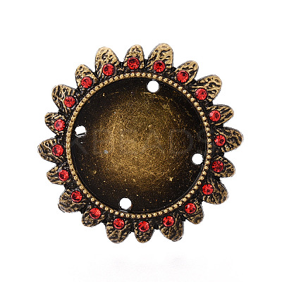 Adjustable Flower Alloy & Iron Rhinestone Bezel Cup Ring Base with Rotatable Tray MAK-T012-09AB-1