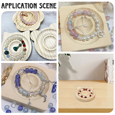 6Pcs 6 Styles Beech Wooden Jewelry Bracelet Finger Ring Diplay Holder Tray ODIS-BBC0001-03B-1