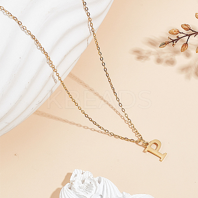 304 Stainless Steel Letter Pendant Necklaces NJEW-LP0001-53P-G-1